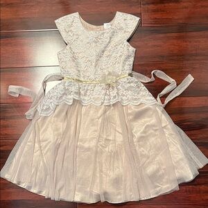 Jona Michelle Fancy Dress Blush Gold White Floral Lace Tulle Girls Size 12